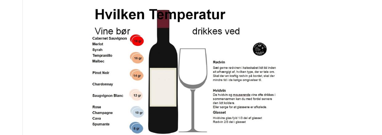 Hvilken temperatur skal vin serveres ved ?