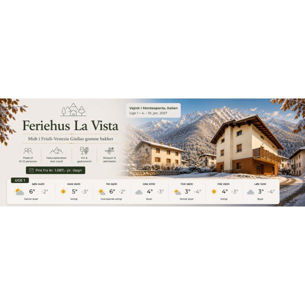 Uge 1 2027 Feriehus La Vista Monteaperta - 7 dage