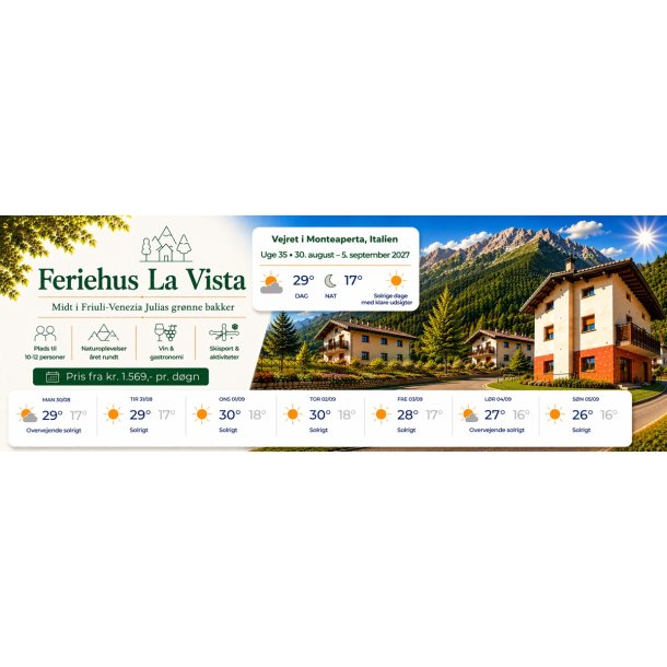 Uge 35 2027 Feriehus La Vista Monteaperta - 7 dage