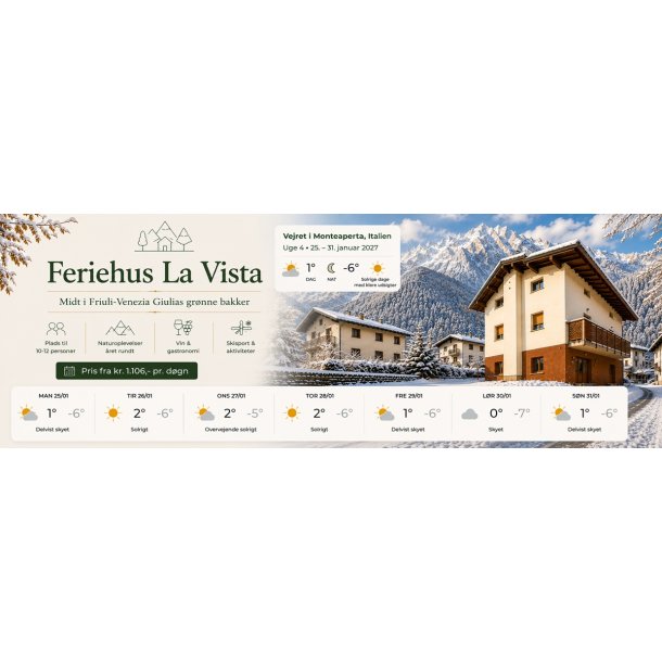 Uge 4 2027 Feriehus La Vista Monteaperta - 7 dage