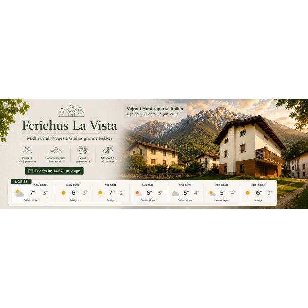Uge 53 2026 Feriehus La Vista Monteaperta - 7 dage