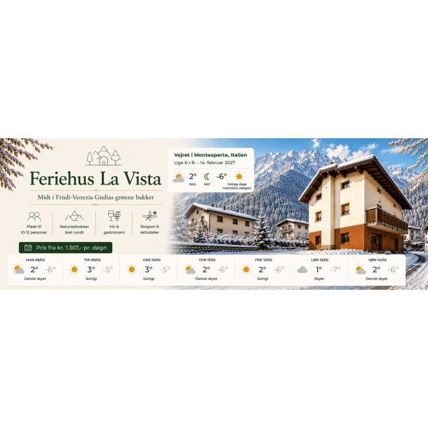 Uge 6 2027 Feriehus La Vista Monteaperta - 7 dage