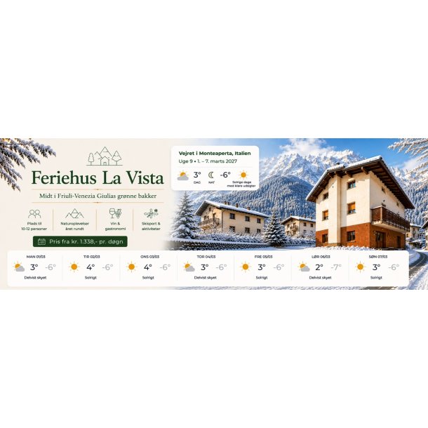 Uge 9 2027 Feriehus La Vista Monteaperta - 7 dage