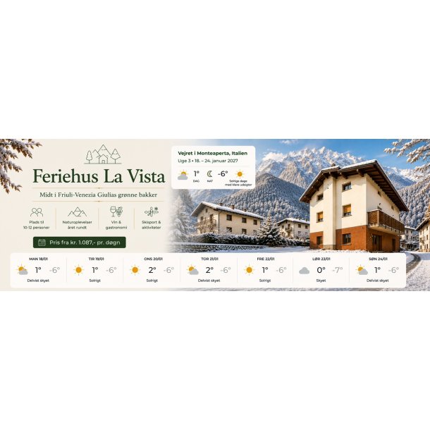 Uge 3 2027 Feriehus La Vista Monteaperta - 7 dage
